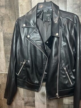 Lane Bryant Black Faux Leather Biker Jacket